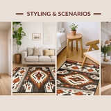 Ultra Soft Area Rug, Non Slip, Stain Resistant, Washable Area Rugs for Living Room, Bedroom, Southwestern Colorful Tribal Texture(Brown)