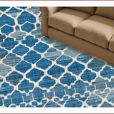 Ultra Soft Area Rug, Non Slip, Stain Resistant, Washable Area Rugs for Living Room, Bedroom, Modern Textured Ogee Design(Blue)