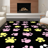 Ultra Soft Area Rug, Non Slip, Stain Resistant, Washable Area Rugs for Living Room, Bedroom, Cute Animal Tracks in Bold Hues(Black)