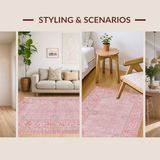 Ultra Soft Area Rug, Non Slip, Stain Resistant, Washable Area Rugs for Living Room, Bedroom, Elegant Pink Bow Design Carpet for Rooms Coquette Area Rug(Pink)