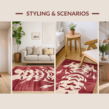 Ultra Soft Area Rug, Non Slip, Stain Resistant, Washable Area Rugs for Living Room, Bedroom, Vintage Tiger Ethnic Aesthetic(Red)