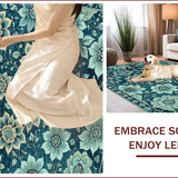 Ultra Soft Area Rug, Non Slip, Stain Resistant, Washable Area Rugs for Living Room, Bedroom, Washable Floral Area Rug for Dining Room Decor(Blue)