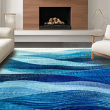 Ultra Soft Area Rug, Non Slip, Stain Resistant, Washable Area Rugs for Living Room, Bedroom, Blue Gradient Stripes, Modern Abstract Art(Blue)