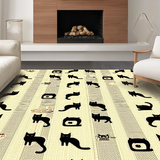 Ultra Soft Area Rug, Non Slip, Stain Resistant, Washable Area Rugs for Living Room, Bedroom, Striking Monochrome Feline Art(Beige)