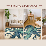 Ultra Soft Area Rug, Non Slip, Stain Resistant, Washable Area Rugs for Living Room, Bedroom, Abstract Tentacled Floor Rug: Modern Geometric Design(Blue)