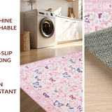 Ultra Soft Area Rug, Non Slip, Stain Resistant, Washable Area Rugs for Living Room, Bedroom, Delicate Butterfly Scalloped Aesthetic(Pink)