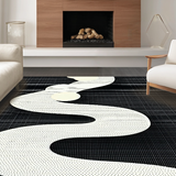 Ultra Soft Area Rug, Non Slip, Stain Resistant, Washable Area Rugs for Living Room, Bedroom, Contemporary Snake Motif Artwork(White)