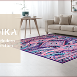 Ultra Soft Area Rug, Non Slip, Stain Resistant, Washable Area Rugs for Living Room, Bedroom, Vibrant Aztec Geometry Aesthetic(Pink)