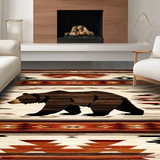Ultra Soft Area Rug, Non Slip, Stain Resistant, Washable Area Rugs for Living Room, Bedroom, Lively Bear Emblem Design(Brown)