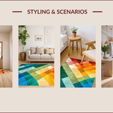 Ultra Soft Area Rug, Non Slip, Stain Resistant, Washable Area Rugs for Living Room, Bedroom, Contemporary Rainbow Dining Room Non-Slip Carpet(Red)