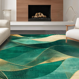 Ultra Soft Area Rug, Non Slip, Stain Resistant, Washable Area Rugs for Living Room, Bedroom, Chic Transitional Organic Forms(Green)