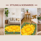 Ultra Soft Area Rug, Non Slip, Stain Resistant, Washable Area Rugs for Living Room, Bedroom, Lively Artistic Sunshine Arrangement(Yellow)