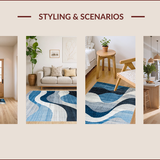 Ultra Soft Area Rug, Non Slip, Stain Resistant, Washable Area Rugs for Living Room, Bedroom, Dynamic Modern Artful Geometric Fusion(Blue)