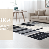 Ultra Soft Area Rug, Non Slip, Stain Resistant, Washable Area Rugs for Living Room, Bedroom, Contemporary Artful Linear Design(Gray)