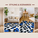 Lively Patterned Geometric Tapestry(Blue)