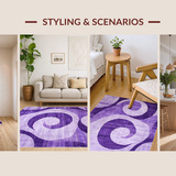 Ultra Soft Area Rug, Non Slip, Stain Resistant, Washable Area Rugs for Living Room, Bedroom, Bright Youthful Swirl Aesthetic(Purple)