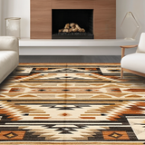 Ultra Soft Area Rug, Non Slip, Stain Resistant, Washable Area Rugs for Living Room, Bedroom, Luxurious Warm Geometric Aesthetics(Brown)