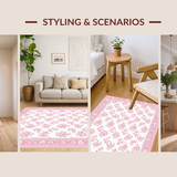 Ultra Soft Area Rug, Non Slip, Stain Resistant, Washable Area Rugs for Living Room, Bedroom, Stylish Soft-Toned Floral Elegance(White)