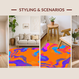 Ultra Soft Area Rug, Non Slip, Stain Resistant, Washable Area Rugs for Living Room, Bedroom, Dynamic Modern Abstract Waves(Orange)