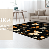 Ultra Soft Area Rug, Non Slip, Stain Resistant, Washable Area Rugs for Living Room, Bedroom, Boho Insect Print Low Pile(Black)