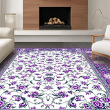 Ultra Soft Area Rug, Non Slip, Stain Resistant, Washable Area Rugs for Living Room, Bedroom, Rustic Green Blooming Design(White)