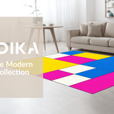 Ultra Soft Area Rug, Non Slip, Stain Resistant, Washable Area Rugs for Living Room, Bedroom, Chic Colorful Lattice Composition(Yellow)