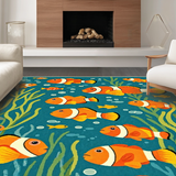 Ultra Soft Area Rug, Non Slip, Stain Resistant, Washable Area Rugs for Living Room, Bedroom, Lively Colorful Cartoon Pattern(Orange)