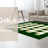 Ultra Soft Area Rug, Non Slip, Stain Resistant, Washable Area Rugs for Living Room, Bedroom, Sleek Minimalist Grid Formation(Green)