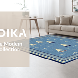 Ultra Soft Area Rug, Non Slip, Stain Resistant, Washable Area Rugs for Living Room, Bedroom, Artistic Coastal Vessel Illustration(Blue)