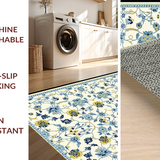 Ultra Soft Area Rug, Non Slip, Stain Resistant, Washable Area Rugs for Living Room, Bedroom, Charming Yellow Toned Vintage Charm(White)