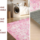 Ultra Soft Area Rug, Non Slip, Stain Resistant, Washable Area Rugs for Living Room, Bedroom, Meditation Rug, Pink Ribbon Retreat(Pink)