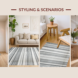 Ultra Soft Area Rug, Non Slip, Stain Resistant, Washable Area Rugs for Living Room, Bedroom, KaHouen Chic Striped Pattern Rug for Front Door and Deck Area(Black)