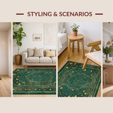 Ultra Soft Area Rug, Non Slip, Stain Resistant, Washable Area Rugs for Living Room, Bedroom, Spellbound Rug - Witchcraft Inspired Home Decor with Magical Elements(Green)