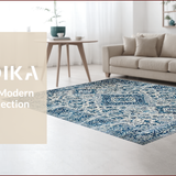 Ultra Soft Area Rug, Non Slip, Stain Resistant, Washable Area Rugs for Living Room, Bedroom, Sophisticated Transitional Damask Elegance(Blue)