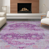Ultra Soft Area Rug, Non Slip, Stain Resistant, Washable Area Rugs for Living Room, Bedroom, Vibrant Diamond Symmetry Style(Purple)