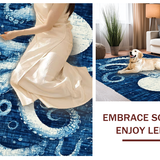 Ultra Soft Area Rug, Non Slip, Stain Resistant, Washable Area Rugs for Living Room, Bedroom, Nautical Octopus Carpet: Indigo Ink Octopus Print, Non-Slip Floor Decor(Blue)