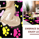 Ultra Soft Area Rug, Non Slip, Stain Resistant, Washable Area Rugs for Living Room, Bedroom, Eclectic Puppy Paw Pattern Composition(Black)