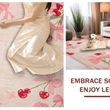 Ultra Soft Area Rug, Non Slip, Stain Resistant, Washable Area Rugs for Living Room, Bedroom, Sweet Pink Bow Cherry Blossom Area Rug Pattern(Pink)