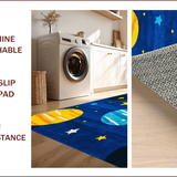 Ultra Soft Area Rug, Non Slip, Stain Resistant, Washable Area Rugs for Living Room, Bedroom, Galaxy Adventure Playful Aesthetic(Blue)