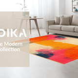 Ultra Soft Area Rug, Non Slip, Stain Resistant, Washable Area Rugs for Living Room, Bedroom, Modern Colorful Textured Waves(Orange)
