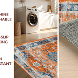 Ultra Soft Area Rug, Non Slip, Stain Resistant, Washable Area Rugs for Living Room, Bedroom, Cozy Abstract Floral Touch(Orange)