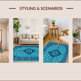 Ultra Soft Area Rug, Non Slip, Stain Resistant, Washable Area Rugs for Living Room, Bedroom, Vintage Medallion Blue Living Room Stain-Resistant Carpet(Blue)