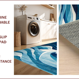 Ultra Soft Area Rug, Non Slip, Stain Resistant, Washable Area Rugs for Living Room, Bedroom, Artful Multi-Tone Seascape Design(Blue)