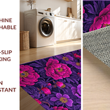 Ultra Soft Area Rug, Non Slip, Stain Resistant, Washable Area Rugs for Living Room, Bedroom, Whimsical Bright Flower Arrangement(Purple)