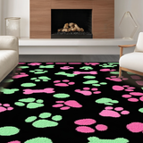 Ultra Soft Area Rug, Non Slip, Stain Resistant, Washable Area Rugs for Living Room, Bedroom, Artistic Colorful Paw Trait Design(Pink)