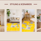 Ultra Soft Area Rug, Non Slip, Stain Resistant, Washable Area Rugs for Living Room, Bedroom, Chic Lattice Pattern in Yellow(Yellow)