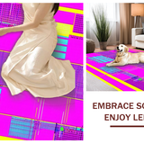 Ultra Soft Area Rug, Non Slip, Stain Resistant, Washable Area Rugs for Living Room, Bedroom, Whimsical Retro Funky Shapes(Pink)