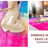Ultra Soft Area Rug, Non Slip, Stain Resistant, Washable Area Rugs for Living Room, Bedroom, Dynamic Soft Textured Harmony(Pink)