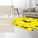 Ultra Soft Area Rug, Non Slip, Stain Resistant, Washable Area Rugs for Living Room, Bedroom, Vibrant Nature-Inspired Round Decor(Yellow)