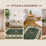Ultra Soft Area Rug, Non Slip, Stain Resistant, Washable Area Rugs for Living Room, Bedroom, Whimsical Green Petal Design(Green)
